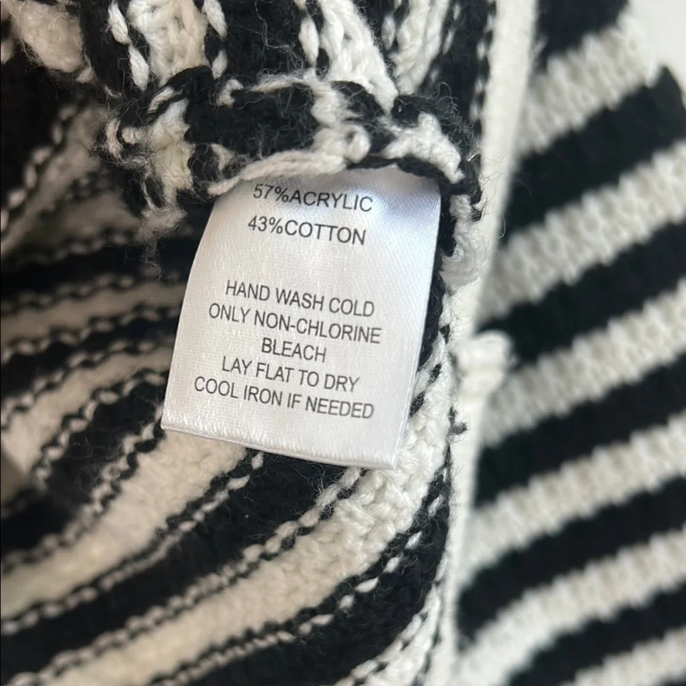 Calligraphie Striped Black and White Women's Sweater | S - Picture 5 of 5